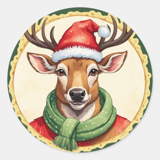 Grappige dieren Kerstfavorieten - Herten 2 Ronde Sticker (Voorkant)