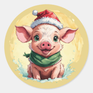 Grappige dieren Kerstfavorieten - Knorretje 1 Ronde Sticker