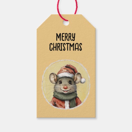 Grappige dieren Kerstfavorieten - Muis 1 Cadeaulabel (Voorkant)