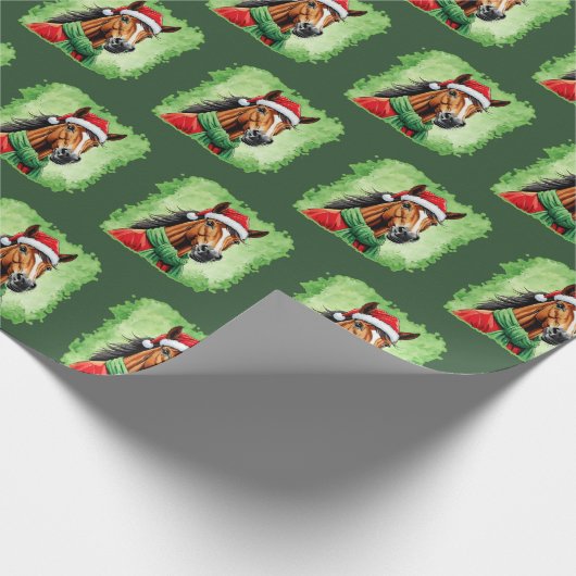 Grappige dieren Kerstfavorieten - Paard 6 Cadeaupapier (Hoek)