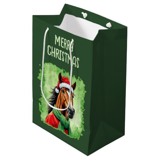 Grappige dieren Kerstfavorieten - Paard 6 Medium Cadeauzakje (Voorkant Gekanteld)