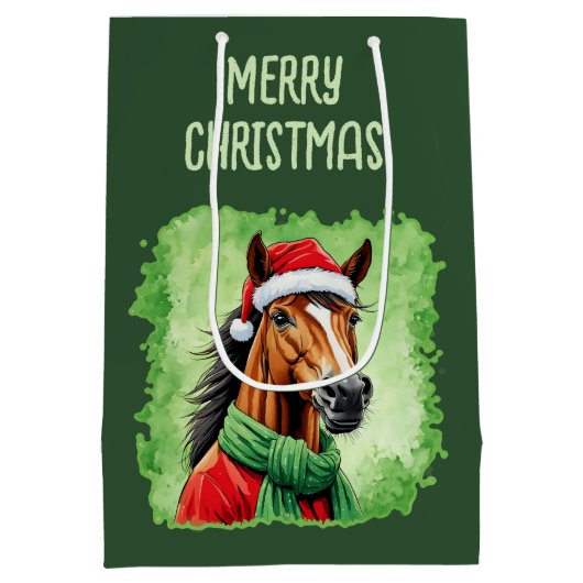 Grappige dieren Kerstfavorieten - Paard 6 Medium Cadeauzakje (Achterkant)