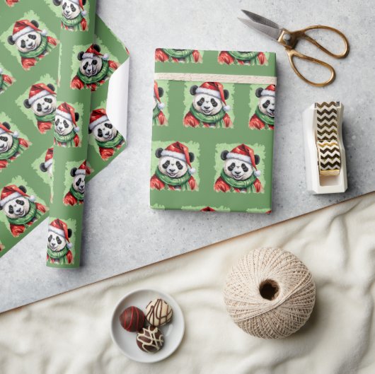 Grappige dieren Kerstfavorieten - Panda 1 Cadeaupapier (Crafts)