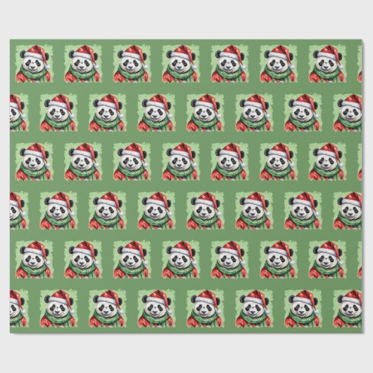 Grappige dieren Kerstfavorieten - Panda 1 Cadeaupapier (Vlak)