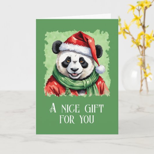 Grappige dieren Kerstfavorieten - Panda 1 Kaart (Gele Bloem)