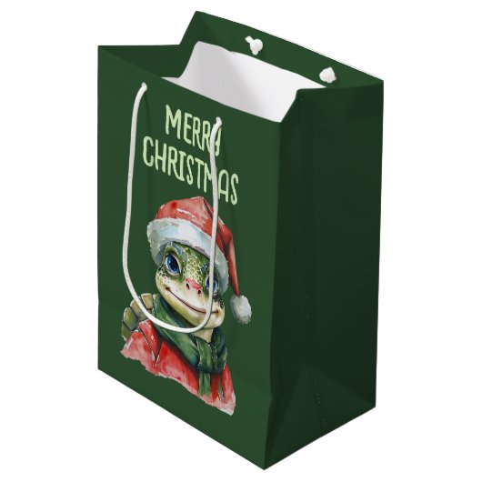 Grappige dieren Kerstfavorieten - Schildpad 2 Medium Cadeauzakje (Voorkant Gekanteld)