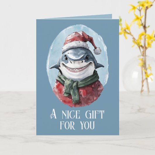 Grappige dieren Kerstfavorieten - Shark 1 Kaart (Gele Bloem)