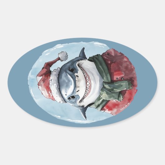 Grappige dieren Kerstfavorieten - Shark 1 Ovale Sticker (Voorkant)
