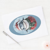 Grappige dieren Kerstfavorieten - Shark 1 Ovale Sticker (Envelop)