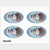 Grappige dieren Kerstfavorieten - Shark 1 Ovale Sticker (Vel)