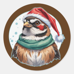Grappige Dieren Kerstfavorieten - Sparrow 1 Ronde Sticker