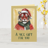 Grappige dieren Kerstfavorieten - Tiger 1 Kaart (Gele Bloem)