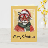 Grappige dieren Kerstfavorieten - Tiger 1 Kaart (Gele Bloem)