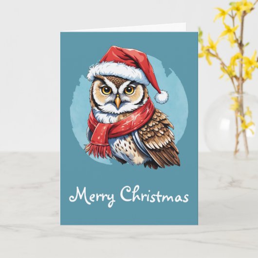Grappige dieren Kerstfavorieten - Uil 1 Kaart (Gele Bloem)