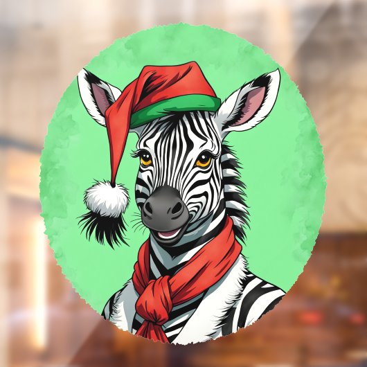 Grappige dieren Kerstfavorieten - Zebra 1 Raamsticker (Vel 2)