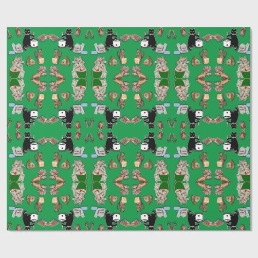 Grappige dieren nacht voor Kerstmis Cadeaupapier (Vlak)