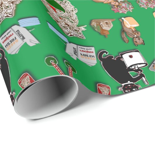 Grappige dieren nacht voor Kerstmis Cadeaupapier (Rol Hoek)