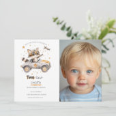 Grappige dieren racen auto's tweede verjaardag kaart (Staand voorkant)