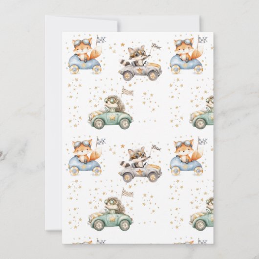 Grappige dieren racen auto's tweede verjaardag kaart (Achterkant)