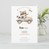 Grappige dieren racen auto's tweede verjaardag kaart (Staand voorkant)