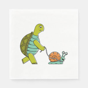 Grappige dieren schildpad en slak servet