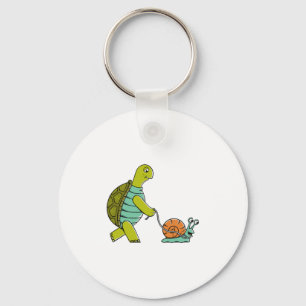 Grappige dieren schildpad en slak sleutelhanger