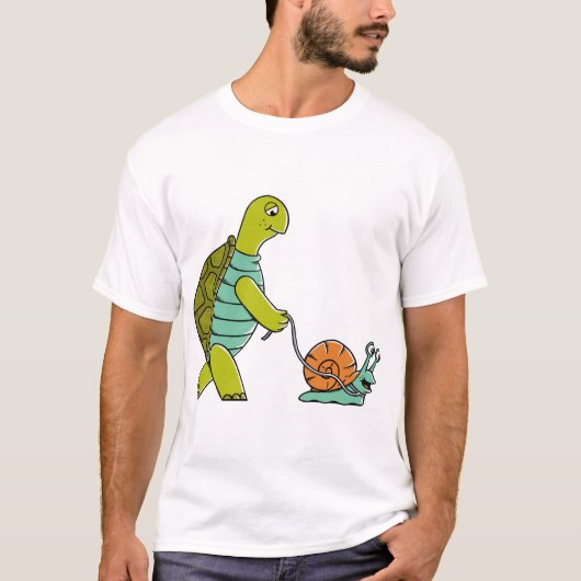 Grappige Dieren Schildpad En Slak T-shirt (Voorkant)