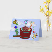 Grappige dieren vliegen met ballonnen op de Kaart  (Gele Bloem)