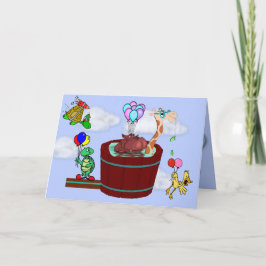 Grappige dieren vliegen op "Just Because" "Hi" Kaa Kaart