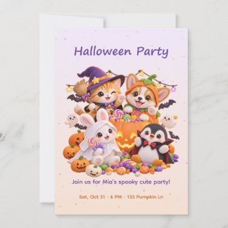 Grappige Dierenkostuum Halloween Feest Uitnodiging