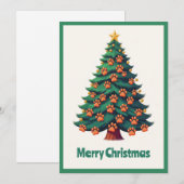 Grappige Dierenpoten Groene Moderne Kerstboom Feestdagenkaart (Voorkant / Achterkant)
