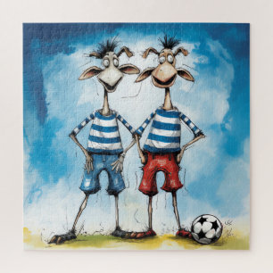 Grappige dierenvoetballers legpuzzel