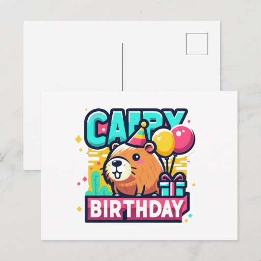 Grappige dierenwoordspeling - Capybara-verjaardags Briefkaart (Voorkant / Achterkant)