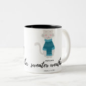 Grappige dierlijke herfst trui illustratie tweekleurige koffiemok (Voorkant rechts)