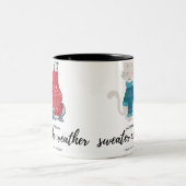 Grappige dierlijke herfst trui illustratie tweekleurige koffiemok (Center)