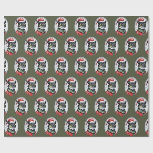 Grappige dierlijke kerstfavorieten - Dragon 1 Cadeaupapier (Vlak)