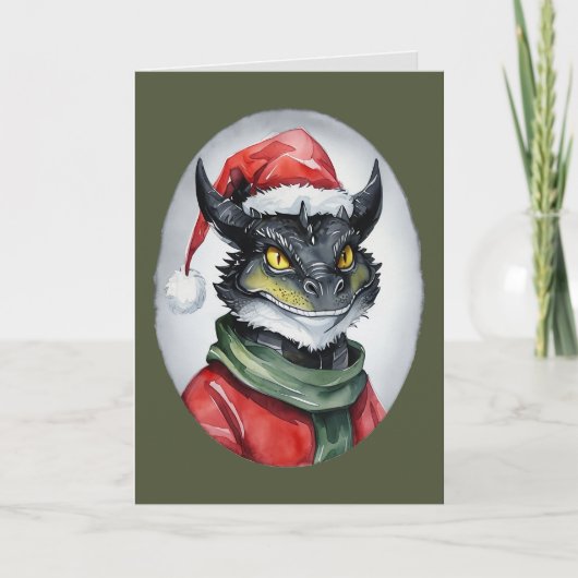 Grappige dierlijke kerstfavorieten - Dragon 1 Kaart (Voorkant)