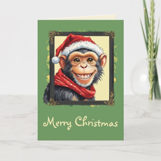 Grappige dierlijke kerstfavorieten - Monkey 2 Kaart (Voorkant)