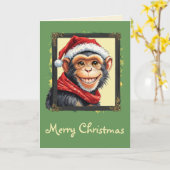 Grappige dierlijke kerstfavorieten - Monkey 2 Kaart (Gele Bloem)