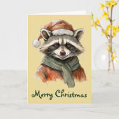 Grappige dierlijke kerstfavorieten - Raccoon 1 Kaart (Gele Bloem)