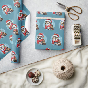 Grappige dierlijke Kerstfavorieten - Uil 1 Cadeaupapier