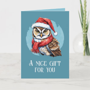 Grappige dierlijke kerstfavorieten - Uil 1 Kaart