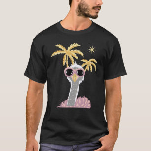 Grappige dierlijke kunst struisvogel in zonnebril  t-shirt