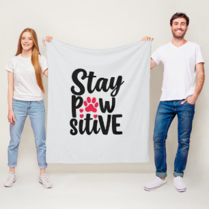 Grappige Dierlijke Lettertypografie Blijf Positief Fleece Deken