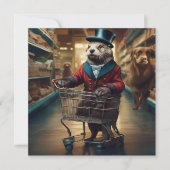 Grappige digitale otter bij supermarkt met Ghosts  Feestdagenkaart (Voorkant)