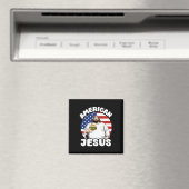 Grappige dikke Amerikaanse Jesus Hamburger Sarcast Magneet (Insitu (Vaatwasser))