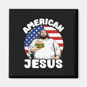 Grappige dikke Amerikaanse Jesus Hamburger Sarcast Magneet (Voorkant)