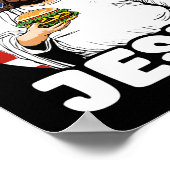 Grappige dikke Amerikaanse Jesus Hamburger Sarcast Poster (Hoek)