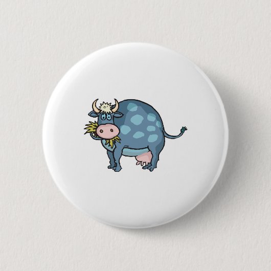 grappige dikke blauwe koe ronde button 5,7 cm (Voorkant)