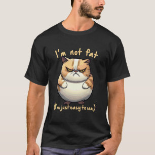 Grappige Dikke Boze kat Ik ben niet Dik Grap Fun T-shirt